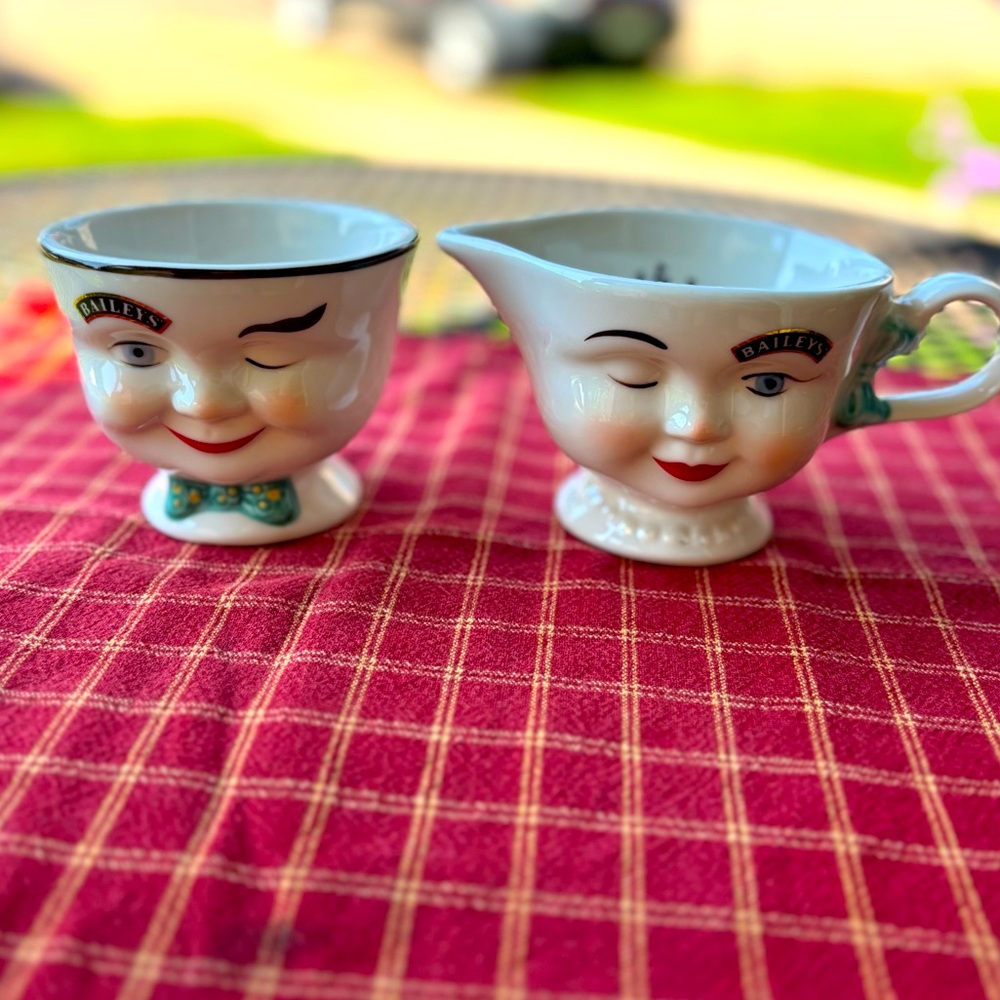 Vintage Limited Edition Baileys Winking Face Creamer and Sugar Set